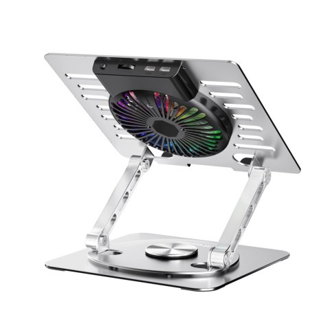 Podstawka Wozinsky WDCX-X16-AS CoolBase RGB chłodząca z obrotem 360° pod laptopa i tablet - srebrna