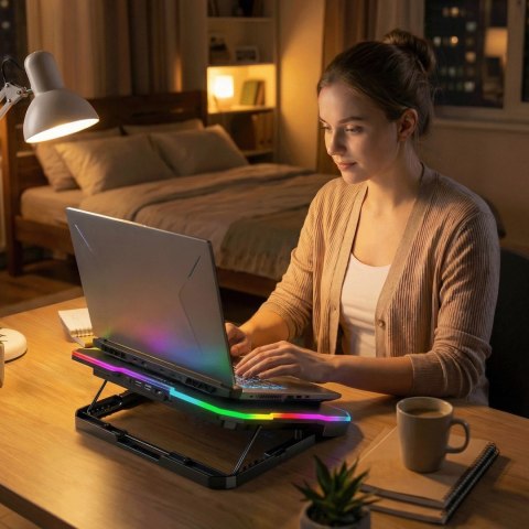 Podstawka Wozinsky WDCX-A26 NitroCool RGB chłodząca gamingowa pod laptop - czarna