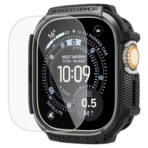 SPIGEN RUGGED ARMOR & TEMPERED GLASS APPLE WATCH ULTRA 1 / 2 / 3 (49 MM) MATTE BLACK