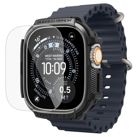 SPIGEN RUGGED ARMOR & TEMPERED GLASS APPLE WATCH ULTRA 1 / 2 / 3 (49 MM) MATTE BLACK
