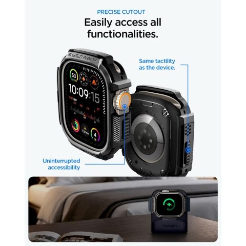SPIGEN RUGGED ARMOR & TEMPERED GLASS APPLE WATCH ULTRA 1 / 2 / 3 (49 MM) MATTE BLACK