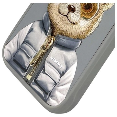 Etui Nimmy Cool&Cute 2.0 Bear na iPhone 16 Pro - szare