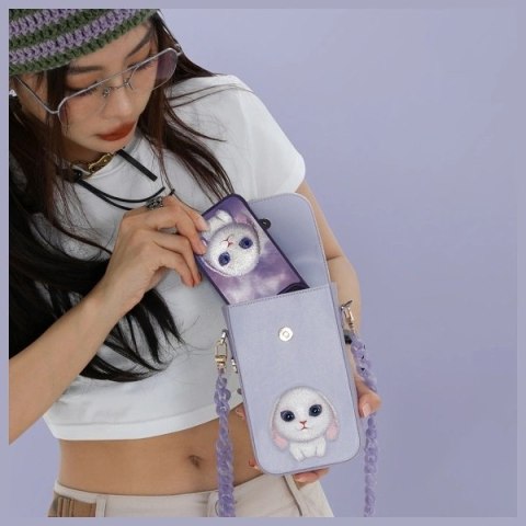Torebka Nimmy Big Eyed Pet 2.0 Rabbit na telefon - fioletowa