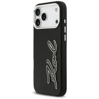 Etui Karl Lagerfeld FW Grained Signature Logo na iPhone 17 Pro Max - czarne
