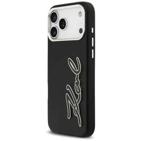 Etui Karl Lagerfeld FW Grained Signature Logo na iPhone 17 Pro Max - czarne