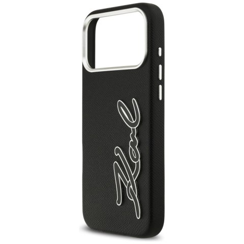 Etui Karl Lagerfeld FW Grained Signature Logo na iPhone 17 Pro Max - czarne