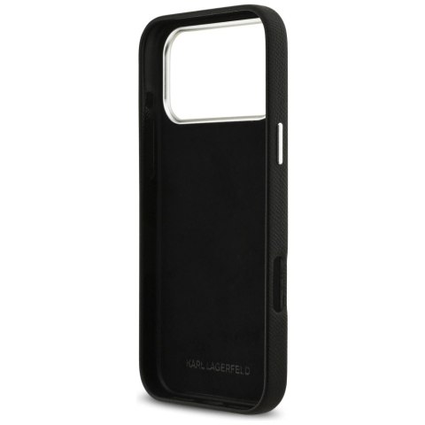 Etui Karl Lagerfeld FW Grained Signature Logo na iPhone 17 Pro Max - czarne