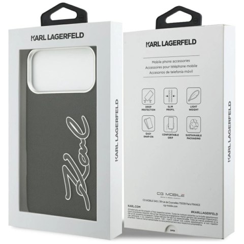 Etui Karl Lagerfeld FW Grained Signature Logo na iPhone 17 Pro Max - czarne