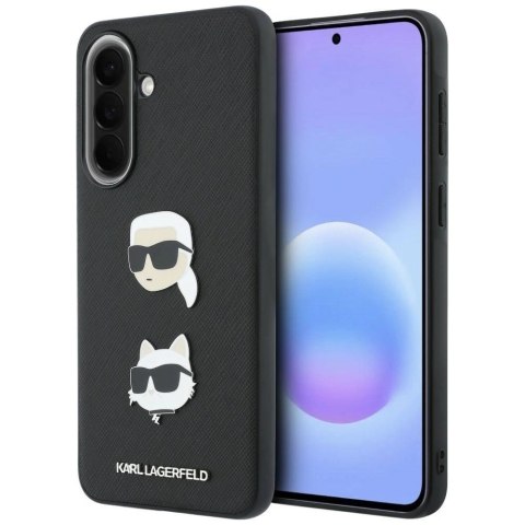 Etui Karl Lagerfeld w/ Karl&Choupette Heads Pins&Logo na Samsung Galaxy A37 5G - czarne