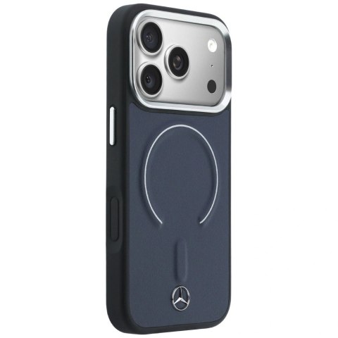 Etui Mercedes Leather 3D MagSafe na iPhone 17 Pro Max - granatowe