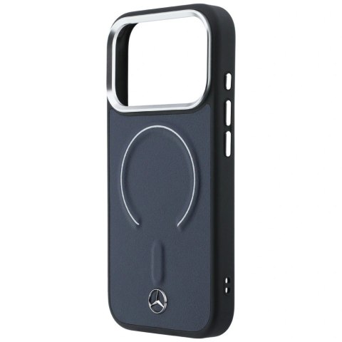 Etui Mercedes Leather 3D MagSafe na iPhone 17 Pro Max - granatowe