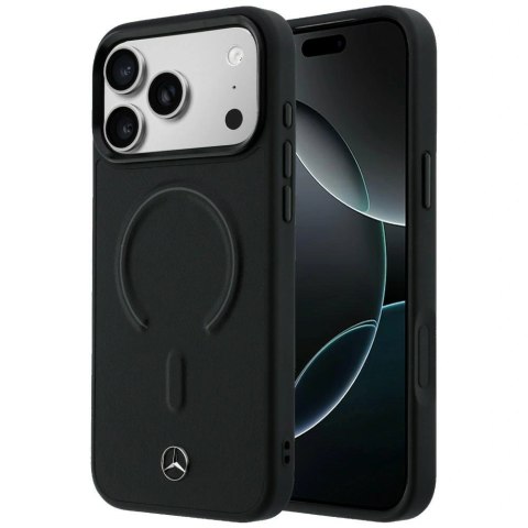 Etui Mercedes Leather 3D MagSafe na iPhone 17 Pro - czarne