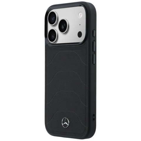 Etui Mercedes Leather Mesh with Bow Line MagSafe na iPhone 17 Pro Max - czarne