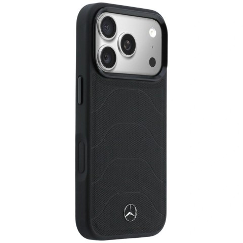 Etui Mercedes Leather Mesh with Bow Line MagSafe na iPhone 17 Pro Max - czarne