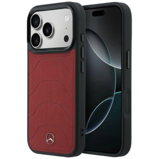 Etui Mercedes Leather Mesh with Bow Line MagSafe na iPhone 17 Pro Max - czerwone