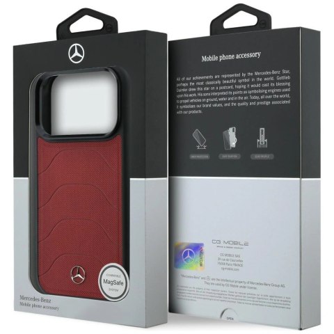 Etui Mercedes Leather Mesh with Bow Line MagSafe na iPhone 17 Pro Max - czerwone