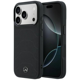 Etui Mercedes Leather Mesh with Bow Line MagSafe na iPhone 17 Pro - czarne