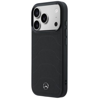 Etui Mercedes Leather Mesh with Bow Line MagSafe na iPhone 17 Pro - czarne