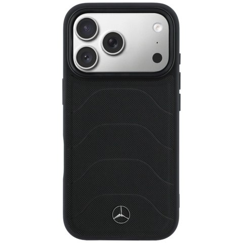 Etui Mercedes Leather Mesh with Bow Line MagSafe na iPhone 17 Pro - czarne