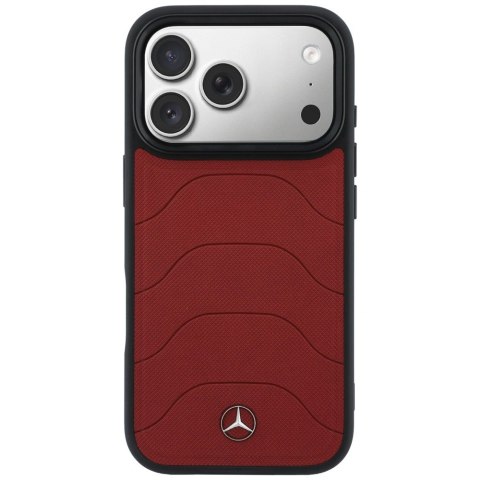 Etui Mercedes Leather Mesh with Bow Line MagSafe na iPhone 17 Pro - czerwone