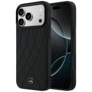 Etui Mercedes Leather with Crossed Lines MagSafe na iPhone 17 Pro Max - czarne