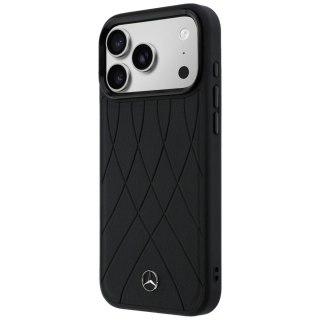 Etui Mercedes Leather with Crossed Lines MagSafe na iPhone 17 Pro Max - czarne