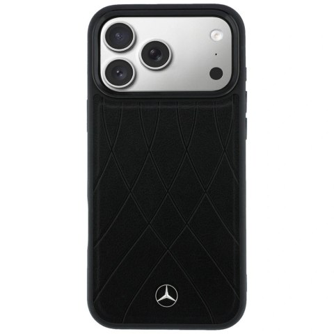 Etui Mercedes Leather with Crossed Lines MagSafe na iPhone 17 Pro Max - czarne
