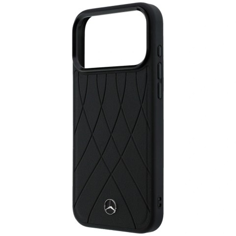 Etui Mercedes Leather with Crossed Lines MagSafe na iPhone 17 Pro Max - czarne