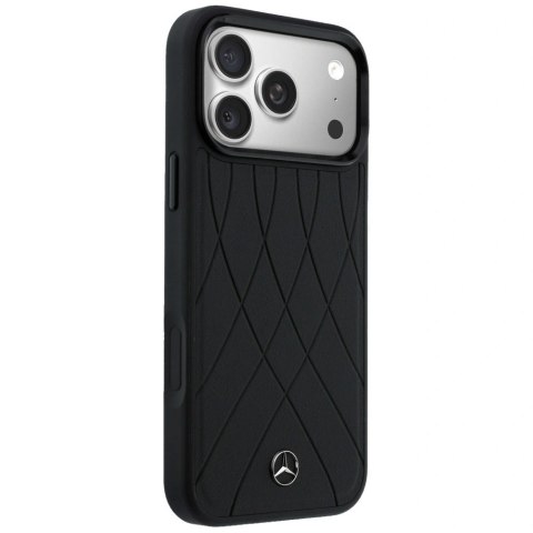 Etui Mercedes Leather with Crossed Lines MagSafe na iPhone 17 Pro - czarne