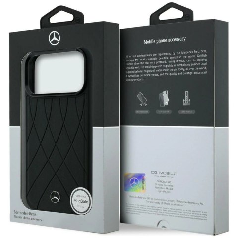 Etui Mercedes Leather with Crossed Lines MagSafe na iPhone 17 Pro - czarne