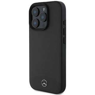 Etui Mercedes Textured And Plain Leather MagSafe na iPhone 16 Pro - czarne