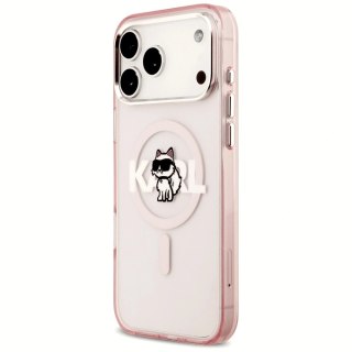 Etui Karl Lagerfeld IML Choupette Sketch Logo MagSafe na iPhone 17 Pro Max - różowe