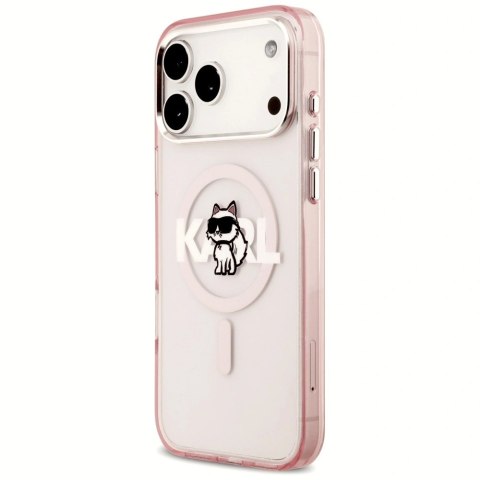 Etui Karl Lagerfeld IML Choupette Sketch Logo MagSafe na iPhone 17 Pro Max - różowe