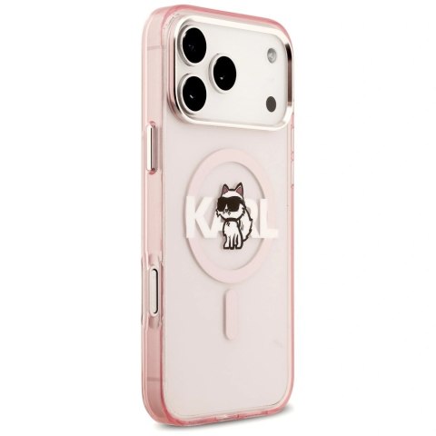 Etui Karl Lagerfeld IML Choupette Sketch Logo MagSafe na iPhone 17 Pro Max - różowe