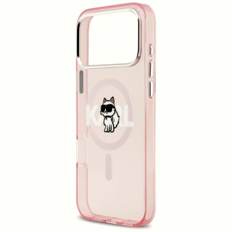 Etui Karl Lagerfeld IML Choupette Sketch Logo MagSafe na iPhone 17 Pro Max - różowe