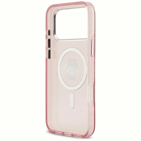 Etui Karl Lagerfeld IML Choupette Sketch Logo MagSafe na iPhone 17 Pro Max - różowe