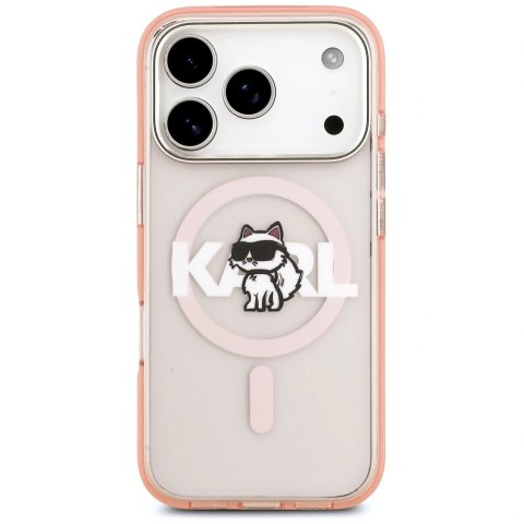 Etui Karl Lagerfeld IML Choupette Sketch Logo MagSafe na iPhone 17 Pro - różowe