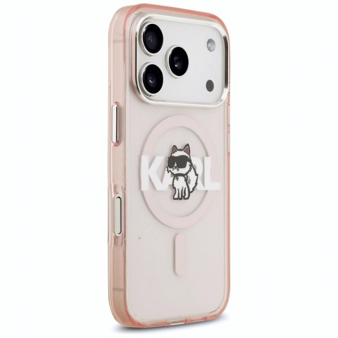Etui Karl Lagerfeld IML Choupette Sketch Logo MagSafe na iPhone 17 Pro - różowe