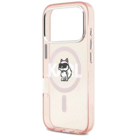 Etui Karl Lagerfeld IML Choupette Sketch Logo MagSafe na iPhone 17 Pro - różowe