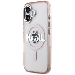 Etui Karl Lagerfeld IML Choupette Sketch Logo MagSafe na iPhone 17 - różowe