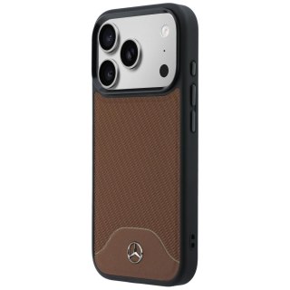 Etui Mercedes Leather Wood Effect and Curve MagSafe na iPhone 17 Pro Max - brązowe