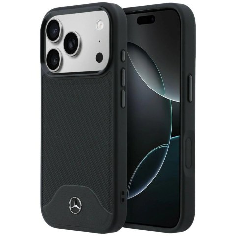 Etui Mercedes Leather Wood Effect and Curve MagSafe na iPhone 17 Pro Max - czarne