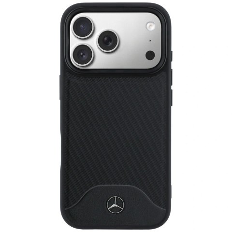 Etui Mercedes Leather Wood Effect and Curve MagSafe na iPhone 17 Pro Max - czarne