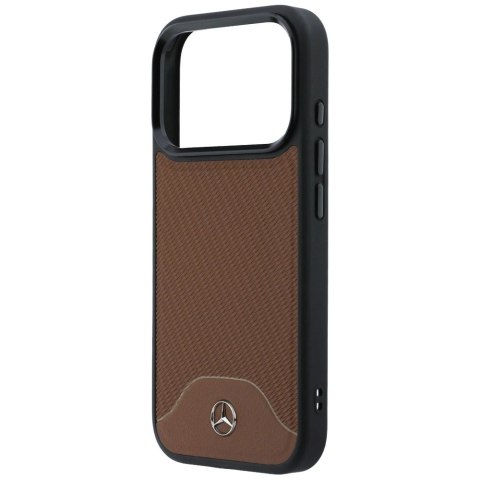 Etui Mercedes Leather Wood Effect and Curve MagSafe na iPhone 17 Pro - brązowe