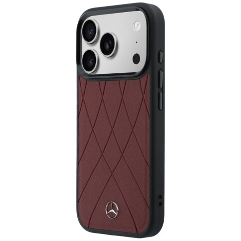 Etui Mercedes Leather with Crossed Lines MagSafe na iPhone 17 Pro Max - czerwone