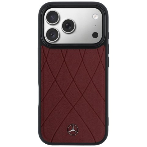 Etui Mercedes Leather with Crossed Lines MagSafe na iPhone 17 Pro Max - czerwone