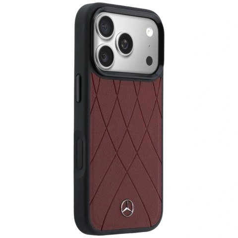 Etui Mercedes Leather with Crossed Lines MagSafe na iPhone 17 Pro Max - czerwone