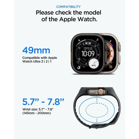 Pasek z obudową Spigen Liquid Air Pro + Szkło hartowane 9H na Apple Watch Ultra 49 mm - czarny