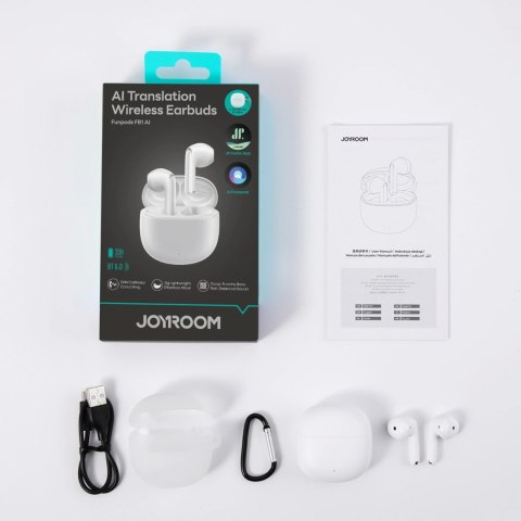 Słuchawki bezprzewodowe Joyroom JR-FB1 Funpods Bluetooth 6.0 douszne TWS z funkcjami AI - białe