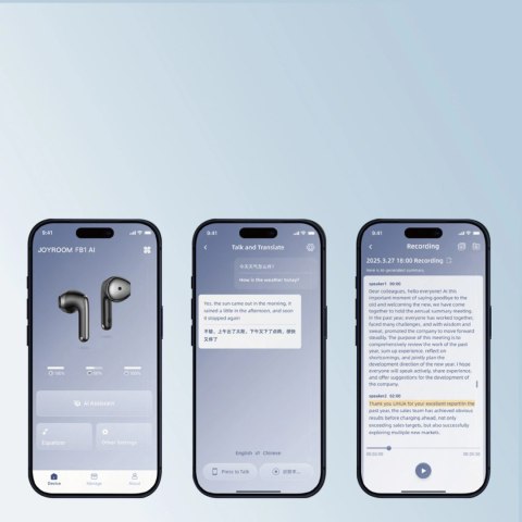 Słuchawki bezprzewodowe Joyroom JR-FB1 Funpods Bluetooth 6.0 douszne TWS z funkcjami AI - białe